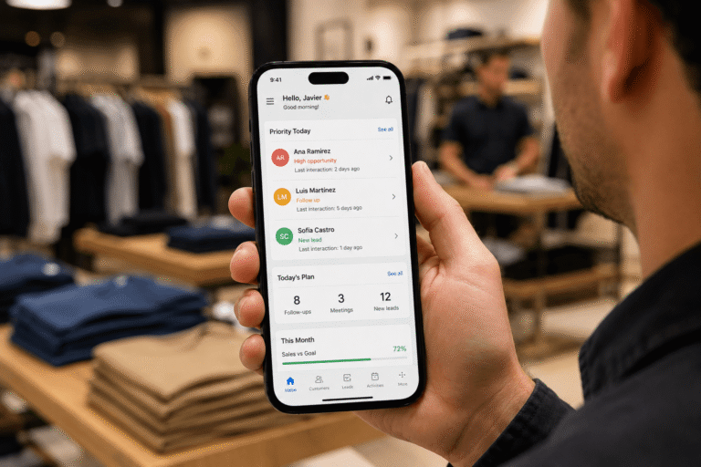 Mobile CRM concept for retail sales teams