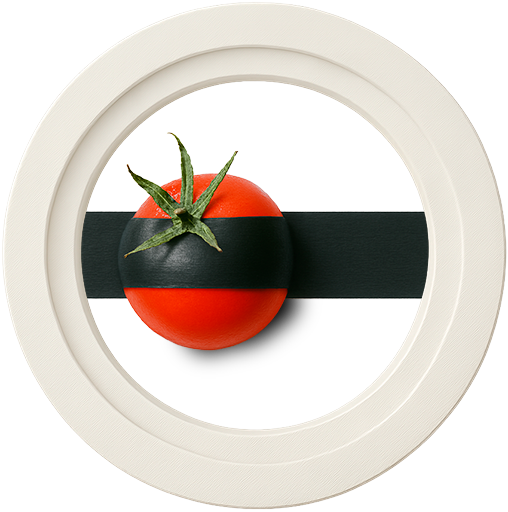 Framed artwork of a tomato on a plate — the unusual piece that sold out