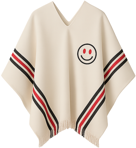 Branded poncho with smiley logo