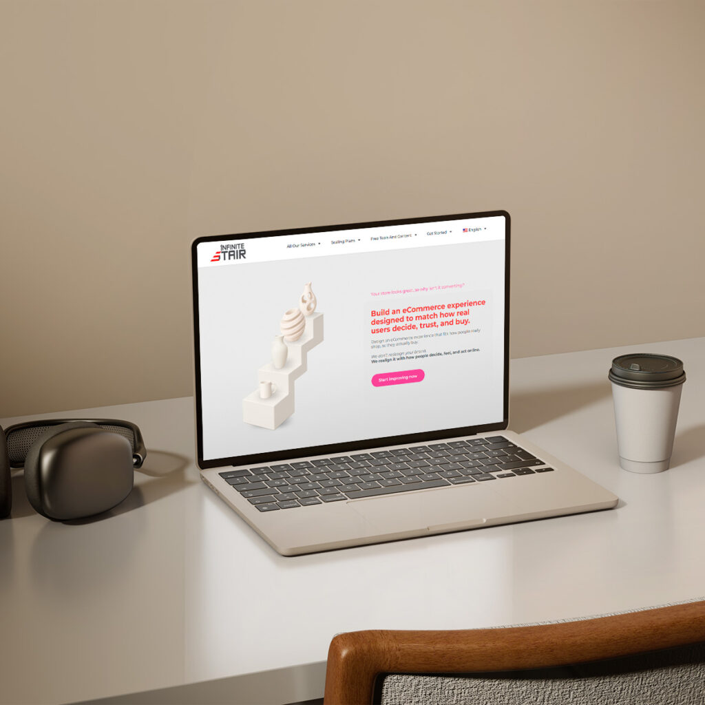 Modern laptop computer mockup with professional screen interface for demonstrating accessible ecommerce website design, responsive UX user interface, WCAG-compliant digital products, and inclusive web development portfolios